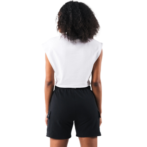 Camiseta Deportiva Corta de Felpa para Mujer, Blanca, Estructurada, Sin Mangas, para Gimnasio, Entrenamiento, Yoga, Ejercicio Físico - Product Image 3