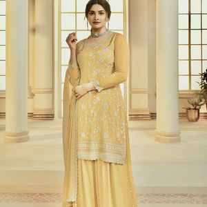 Lanzamiento de 3 Conjuntos de Kurti Listos para Usar - Plazzo con Dupatta - Product Image 1