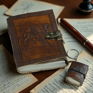 Camel Embossed <b>Leather</b> Journal – Handmade Refillable Vintage Travel <b>Diary</b> - Product Image 4