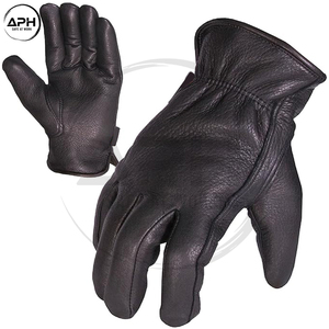 Custom Black Cowhide <b>Driver</b> Work <b>Gloves</b> Flexible Fitting Keystone Thumb Shirred Back Industrial Cargo Handling Wear - Product Image 2