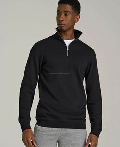 <b>Men's</b> Premium Quality Winter Slim <b>Half</b> <b>Zip</b>-Up <b>Sweatshirt</b> 100% Cotton Breathable Solid Pattern Embroidered Digital Printing XL - Product Image 1