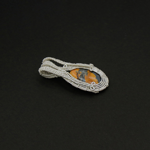 Pendentif en pierre naturelle enveloppé de fil plaqué argent, style bohème, bijoux unisexes, à porter tous les jours, forme ovale, collier fait à la main - Product Image 3