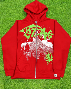 Sweat-shirt à capuche zippé personnalisé avec patchwork et appliqué graphique, style streetwear, poignets côtelés, vente en gros, fabricant de vêtements sur mesure - Product Image 1