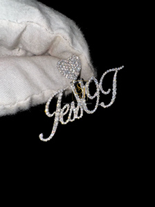 Customizable 925 <b>Silver</b> Cursive Script Pendant <b>Necklace</b> Trendy Style Iced Moissanite <b>Diamonds</b> Bling Letter Fine Pendants Charms - Product Image 5