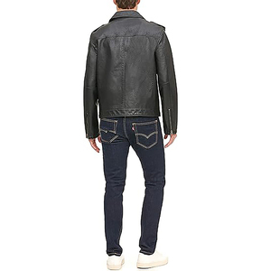 Chaqueta de cuero genuino color marrón para hombre, con cuello vuelto, cierre de cremallera, estilo casual, para invierno. - Product Image 2