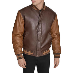 Chaqueta Varsity de Cuero de Alta Gama con Forro Aislante Cálido y Diseño Clásico con Botones en la Parte Delantera - Product Image 1