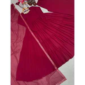 Ensembles de créateurs pour femmes Robe à volants fantaisie Dupatta Plazzo pour fête - Product Image 3