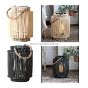 Candelabro de vidrio de Metal con mango de yute, faroles decorativos para el hogar y el jardín - Product Image 4