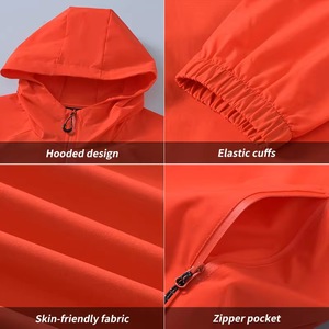 Veste à capuche pour homme, couleur unie violette, fermeture éclair, coupe-vent, décontractée, automne, coupe régulière, en polyester - Product Image 4