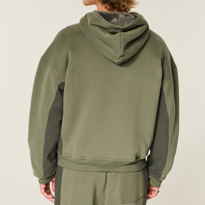 Custom logo Zipper <b>Hoodie</b> Manufacturers Heavyweight French Terry Oversized 400 500 600gsm Cropped Boxy Zip up <b>Hoodie</b> for Men - Product Image 2