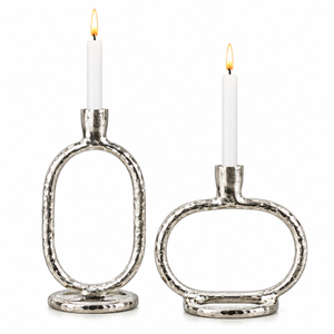 Juego de Lujo de 3 Portavelas de Metal Martillado con Acabado en Latón Antiguo, Soporte para Velas de Aluminio para Sala de Estar Moderna o Mesa de Centro - Product Image 6