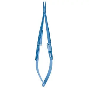 Porte-aiguille à ressort, en carbure de tungstène, de couleur bleue, titane incurvé, 1 pièce