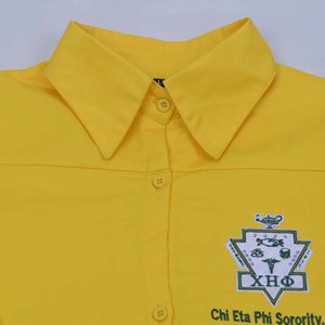 Robes asymétriques jaunes décontractées pour femmes, style personnalisé, brodées, à motif uni, en tissu de coton, OEM sur mesure - Product Image 3