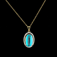 Collier pendentif diamant avec chaîne serpent, breloque ovale, cadeau bijou pierre de naissance d'octobre pour femme