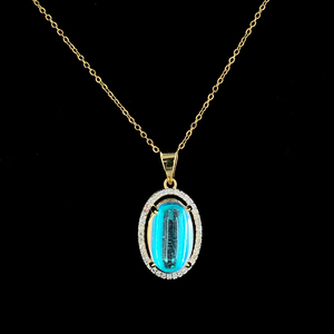 Collier pendentif en opale de feu, breloque ovale, bijou pierre de naissance d'octobre pour femme - Product Image 2