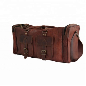 24 pouces sac en cuir Duffle personnalisé en cuir véritable voyage Weekender nuit sac polochon Gym sport fourre-tout sac Duffle 2024 - Product Image 3