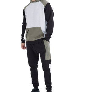 Conjunto Deportivo con Capucha para Hombre, Diseño Color Block, Sudadera de Poliéster y Algodón y Pantalones Jogger Largos con Bolsillos Laterales, Estilo Casual para Otoño - Product Image 1