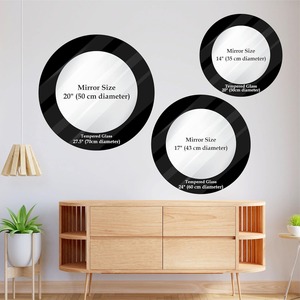 New Design Round wooden <b>wall</b> <b>mirror</b> walnut color customized size design shape available for living room dining space - Product Image 4