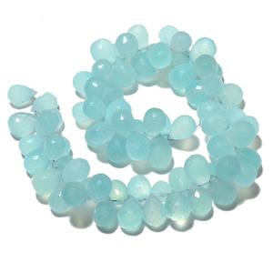 Perles de chalcédoine aqua naturelle en forme de goutte, facettées, pour la fabrication de bijoux, pierres en vrac - Product Image 1