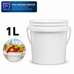 1L Food Grade Plastic Bucket with Handle and Flat Lid for Fruit Popsicle and Ice Pop Packaging, Leak-Proof Round Container - Product Image 1