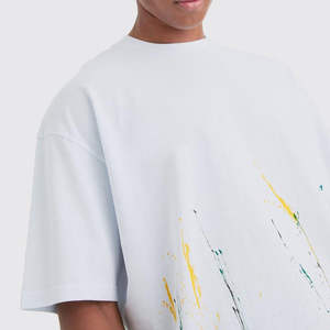 เสื้อยืดผู้ชายขายส่ง ผ้าฝ้าย 100% สกรีนโลโก้ได้ คุณภาพสูง คอริบ คอกลม ไหล่กว้าง ทรงโอเวอร์ไซส์ สไตล์สตรีท เรียบง่าย - Product Image 2