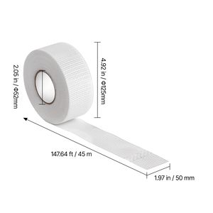 Nastro Adesivo in Fibra di Vetro E-Glass per Cartongesso, 5 cm di Larghezza x 45 m di Lunghezza, 36 Rotoli, Facile da Tagliare e Installare - Product Image 5