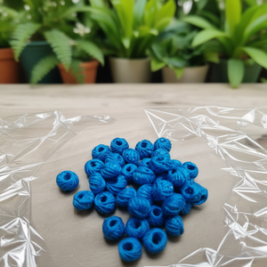 Perles en coton bleu marine emballées individuellement 10-12mm à centre ouvert pour macramé et bijoux - 200 pièces en gros - Product Image 3