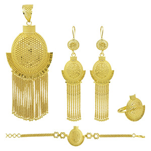 Juego de Joyería Nupcial Habesha Etíope y Eritreo Chapado en Oro de 14K, 18K y 24K, 5 Piezas, Estilo Africano, Turco y Dubái, Venta al Por Mayor - Product Image 1