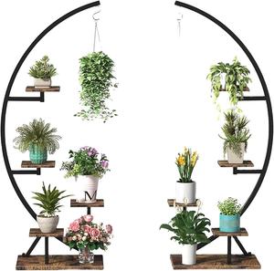Grand support pour plante en métal à 5 niveaux Grand support pour plante en demi-lune avec capacité de suspension Rayan International Modèle AR-685 - Product Image 1