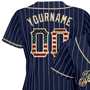 Men Navy White Pinstripe Baseball Jersey Button Front Team Shirt Performance <b>Athletic</b> Game Day Practice Sports Uniform Wear - Product Image 3