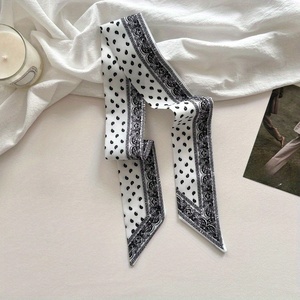 Foulard en soie imprimé, Hijab étroit, Bandana, Long foulard en soie, Foulards fins pour femme, Foulard de cou tendance pour femme, Bandeau, Lien de sac, Cadeau - Product Image 4