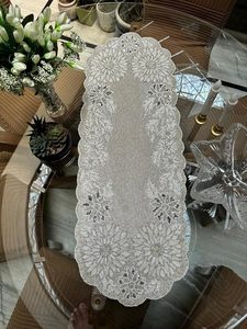 Embroidered Floral <b>Table</b> <b>Runner</b> Classic Linen Home Decor Washable - Product Image 5