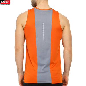 INDEX Men's <b>Orange</b> Sleeveless <b>Tank</b> <b>Top</b> O-Neck Solid Color Knitted Quick Dry Sporty Fit Gym Wear Polyester Athletic Vest - Product Image 2
