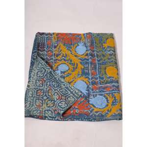 Handmade Embroidered Boho Kantha Suzani <b>Quilt</b> Vintage Cotton Floral Washable Bedspread Indian <b>Throw</b> Blanket Bedding Decor - Product Image 4