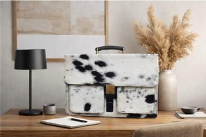 Leather Hair On <b>Laptop</b> Bag Cowhide Hairon Messenger Briefcase Business Office Shoulder Travel Bag LHLB-0006 - Product Image 4