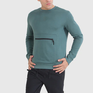 Men Solid Cotton Crew Neck Sweatshirt Regular Fit Long Sleeve Casual <b>Pullover</b> Winter Knitted Embroidered Plain Dyed Style - Product Image 1