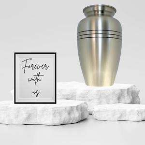 Urne funéraire blanche de style américain de haute qualité, gravée à la main, pour cendres d'adultes, capacité de 200 pouces cubes, en laiton brossé étain. - Product Image 4