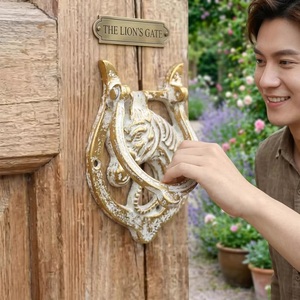ที่เคาะประตูรูปสุนัขจิ้งจอกเหล็กหล่อแบบชนบท ตกแต่งทางเข้าบ้านภายนอก ด้ามจับโลหะทนทาน เป็นมิตรกับสิ่งแวดล้อม กันน้ำ ติดตั้งง่ายด้วยกาวในตัว - Product Image 2