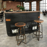 Meuble de bar moderne en bois massif avec base en métal noir, écologique, pour restaurant, hôtel, cuisine, mobilier commercial, style farmhouse, salon
