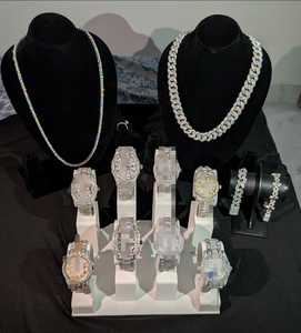 Montres de luxe en acier inoxydable avec diamants Moissanite, mouvement à quartz, cadran analogique à chiffres romains, bracelet unisexe de 20 mm, tous les diamants testés réussissent la certification. - Product Image 2