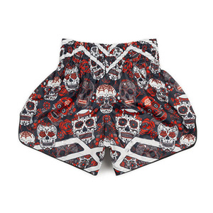 Shorts de Muay Thai taille haute pour femmes, motif tête de mort, respirants, tricotés, style gothique - Product Image 4