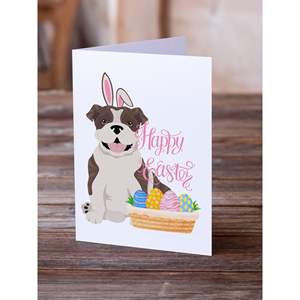 Whimsical Brindle English Bulldog Tarjetas de felicitación de Pascua Paquete de 8 A7 Tamaño 5x7 Tarjetas de notas en blanco con sobres - Product Image 2