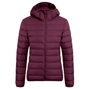Women Quilted Hooded Puffer Jacket Solid Color Winter Wear Full Sleeve Polyester Wadding <b>Zipper</b> Closure - Product Image 1