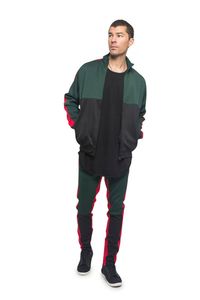ชุดวอร์มผู้ชายแบบ Color Blocking เสื้อฮู้ดซิปครึ่งตัว กางเกงจ็อกเกอร์ทรงปกติ สไตล์สปอร์ตสำหรับฤดูใบไม้ร่วง ผลิตจากโพลีเอสเตอร์และผ้าฝ้าย ความยาวเต็มตัว - Product Image 2