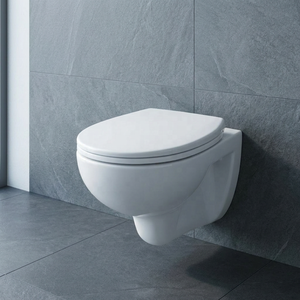 Modern Round Wall Hung Toilet <b>Ceramic</b> WC <b>Pan</b> Tornado Flush P-Trap S-Trap Bathroom Sanitary Ware Set - Product Image 2