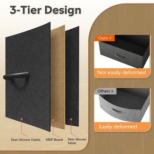 Torre portaoggetti in tessuto a 8 cassetti con struttura in metallo e piano in legno, organizer nero per camera da letto e soggiorno - Product Image 3
