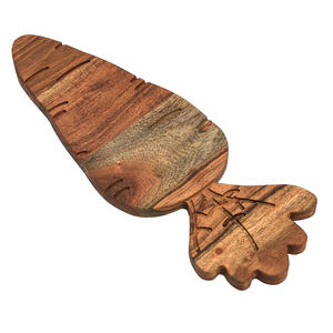 <b>Food</b> Safe Carrot Shaped Wooden Serving Platter Acacia Wood Kids Charcuterie Board Funny Easter Plates Custom Wooden Serving Tray - Product Image 1