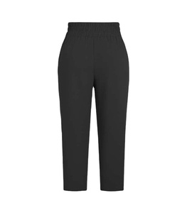 Elisabetta FRANCHI เข็มขัดโลโก้กางเกงสีดำตรงรอยยับรีดเอวกลางหลวมระบายอากาศ100% ฤดูร้อน - Product Image 3