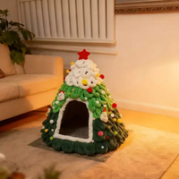 Nouveau Nid pour Chat en Forme de Sapin de Noël – Chaleureux et Sûr pour l'Hiver – Lit pour Chat en Polaire Corail – Tente Moderne pour Animaux de Compagnie au Bureau