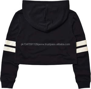 Sudadera con capucha de seda de gran tamaño recortada a la moda para mujer, sudadera de invierno de Punto ligero, diseño bordado, Top corto personalizado, Jersey informal - Product Image 4